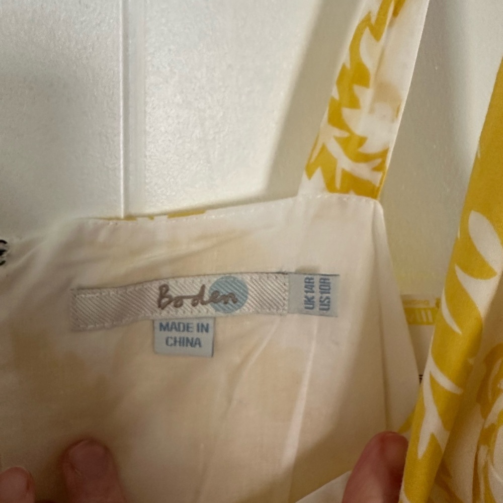 Boden Yellow Leaf-Print Slip Midi Dress - Picture 3 of 5
